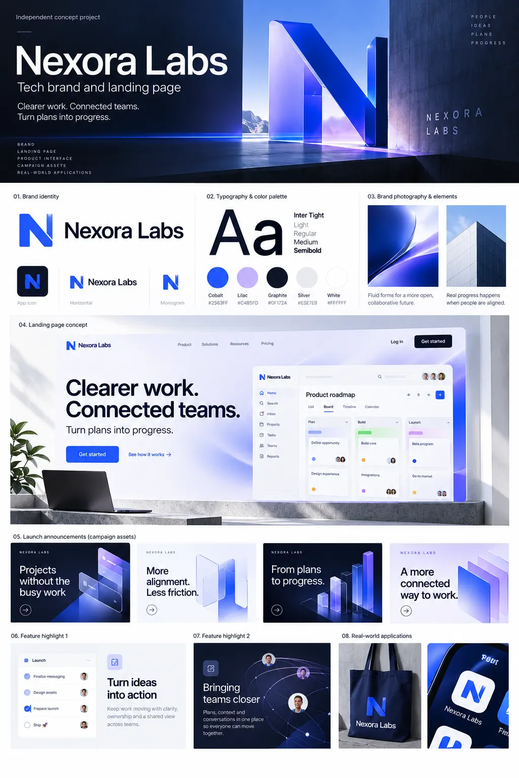 Nexora Labs — Tech brand & landing page concept presentation