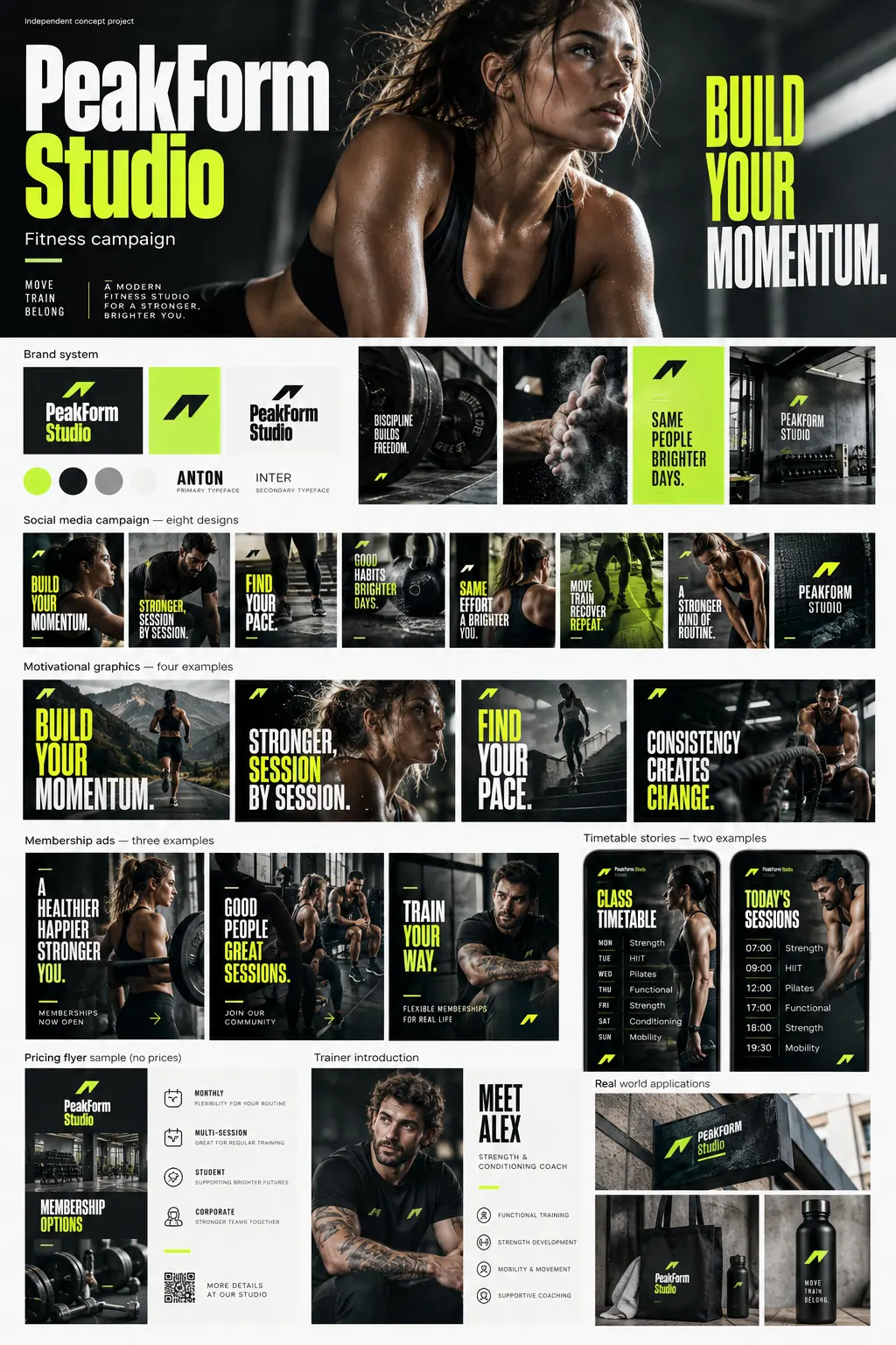 PeakForm Studio — Fitness campaign concept presentation
